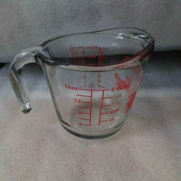 Anchor Hocking Fire-King 498 2 Cup Glass Measuring Cup / Red - Picture 4 of 6